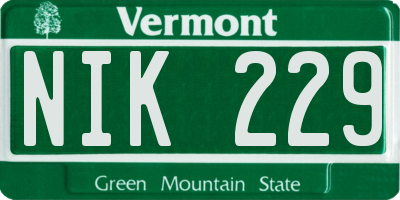 VT license plate NIK229