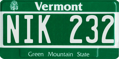 VT license plate NIK232
