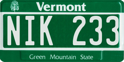 VT license plate NIK233