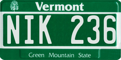 VT license plate NIK236