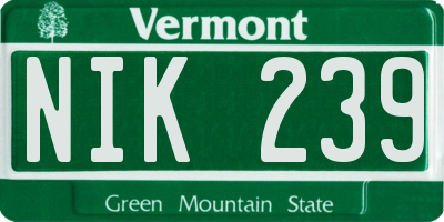 VT license plate NIK239