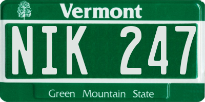 VT license plate NIK247