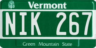 VT license plate NIK267