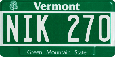 VT license plate NIK270