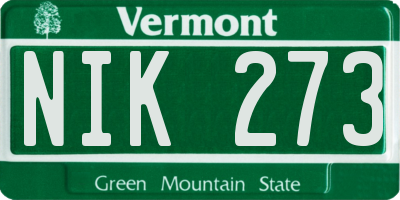 VT license plate NIK273