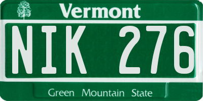 VT license plate NIK276