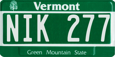 VT license plate NIK277