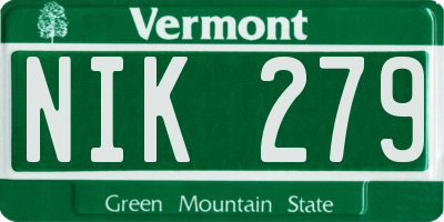 VT license plate NIK279