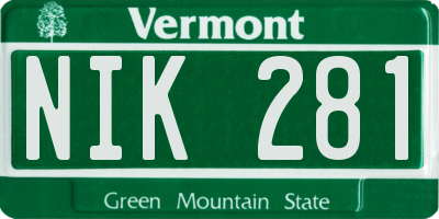 VT license plate NIK281