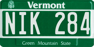 VT license plate NIK284