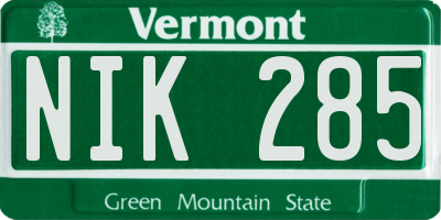 VT license plate NIK285