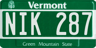 VT license plate NIK287