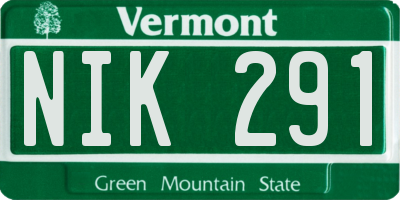 VT license plate NIK291