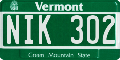 VT license plate NIK302