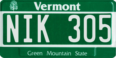 VT license plate NIK305