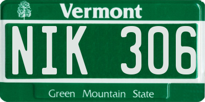 VT license plate NIK306