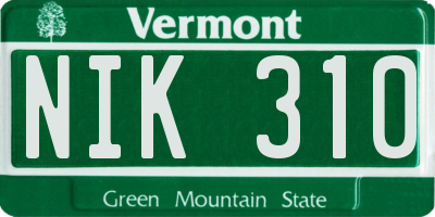 VT license plate NIK310