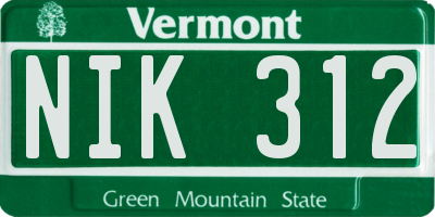 VT license plate NIK312