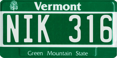 VT license plate NIK316