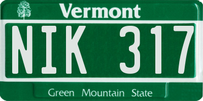 VT license plate NIK317