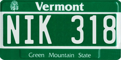 VT license plate NIK318
