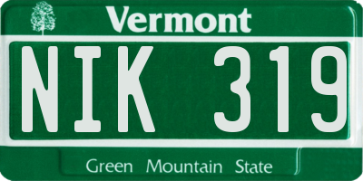 VT license plate NIK319