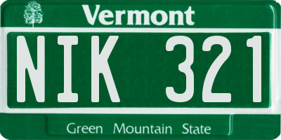 VT license plate NIK321