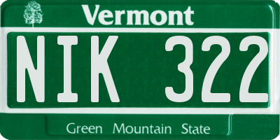 VT license plate NIK322