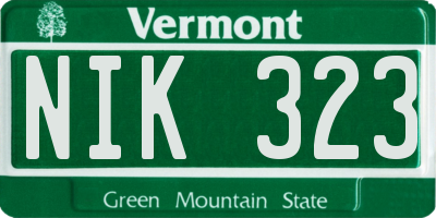 VT license plate NIK323