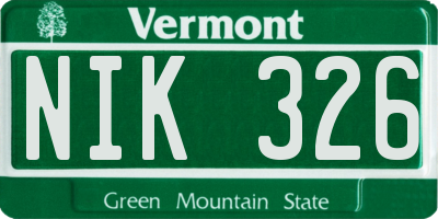 VT license plate NIK326