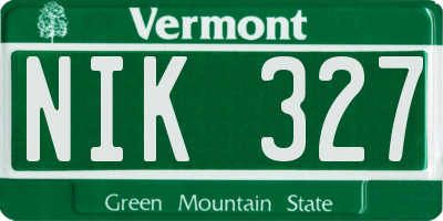 VT license plate NIK327