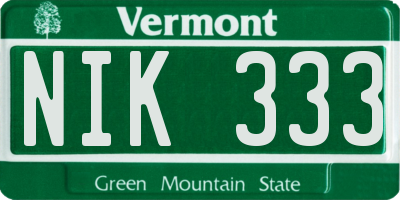 VT license plate NIK333