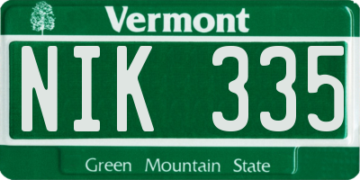 VT license plate NIK335