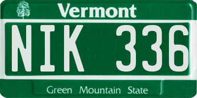 VT license plate NIK336