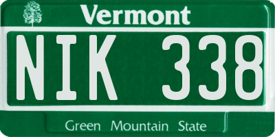 VT license plate NIK338