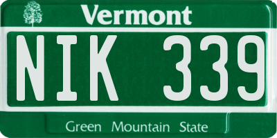 VT license plate NIK339