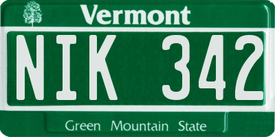 VT license plate NIK342