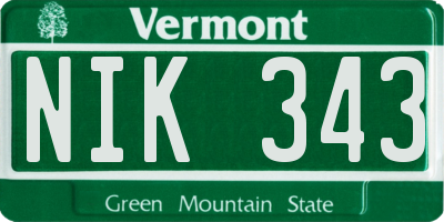 VT license plate NIK343