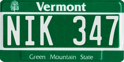 VT license plate NIK347