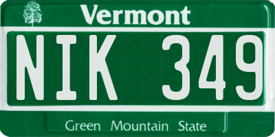 VT license plate NIK349