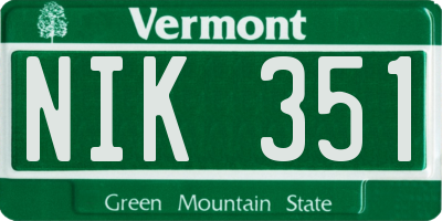 VT license plate NIK351