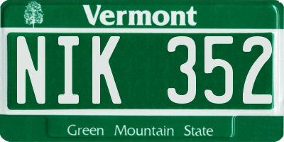 VT license plate NIK352