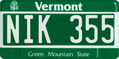 VT license plate NIK355