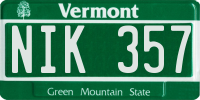 VT license plate NIK357