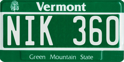 VT license plate NIK360