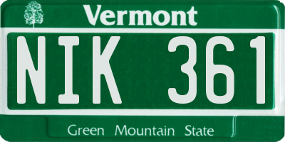 VT license plate NIK361