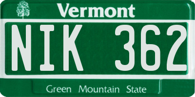 VT license plate NIK362