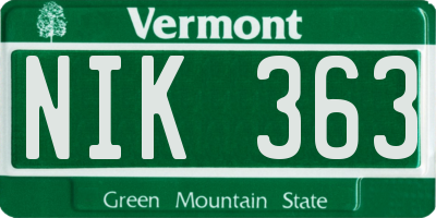 VT license plate NIK363