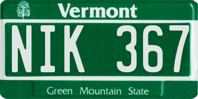 VT license plate NIK367