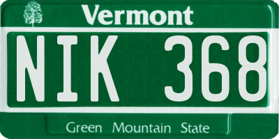 VT license plate NIK368